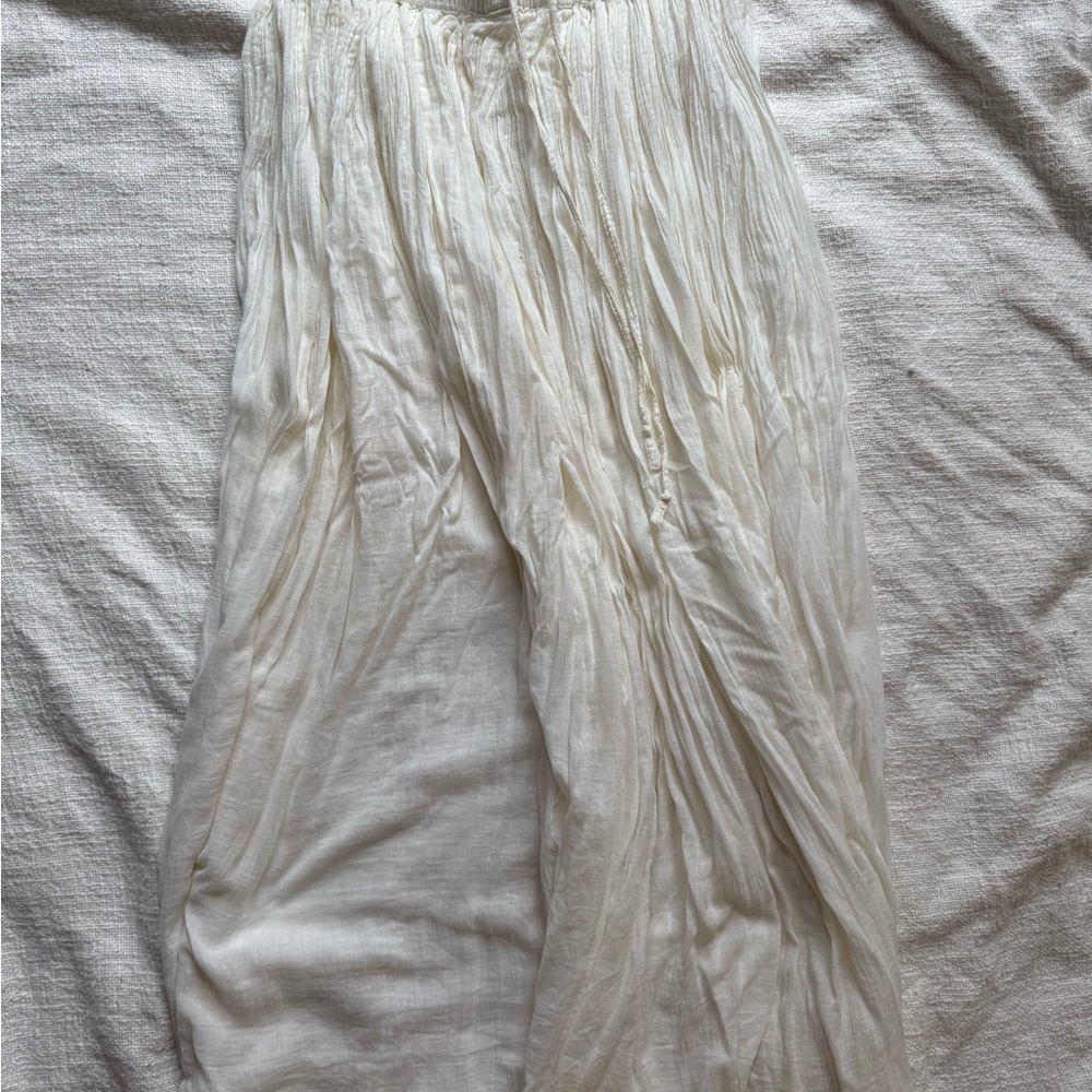 Vintage HerStyle 100% Cotton Crinkle Midi Skirt Boho Cottagecore Cream